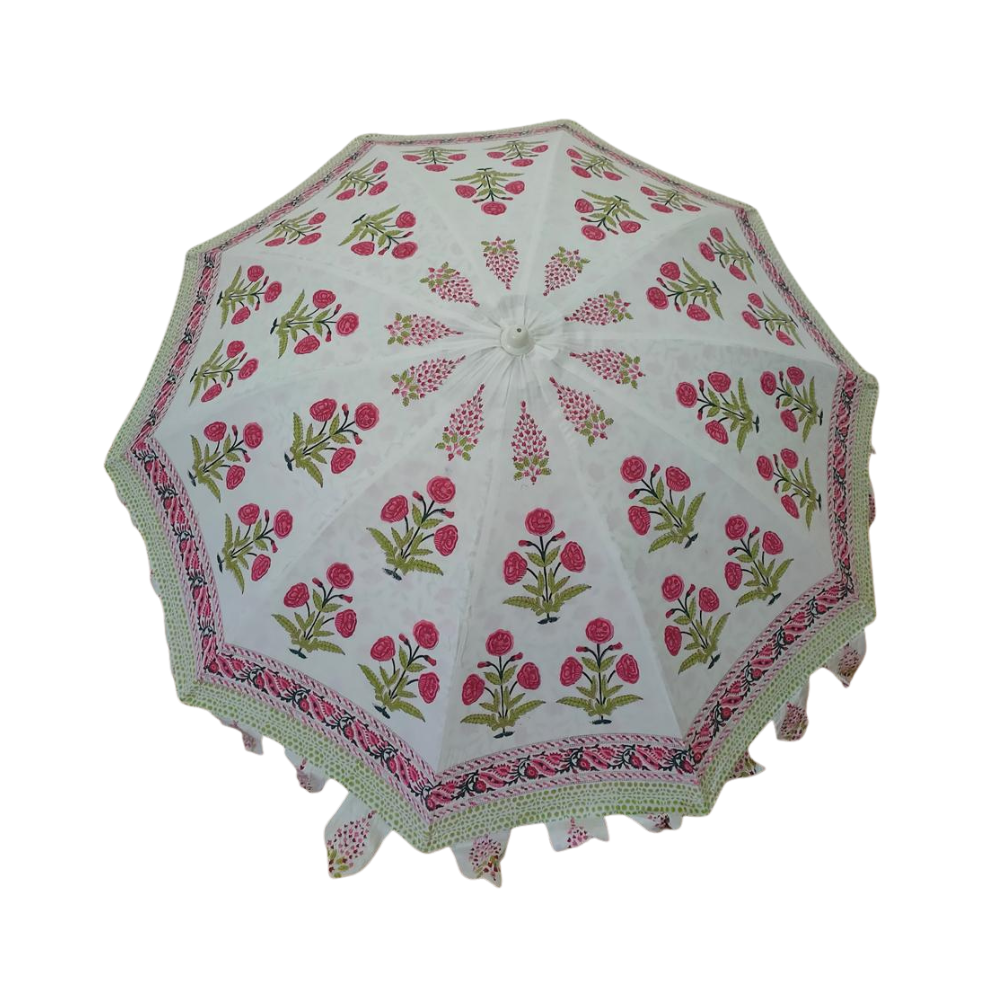 Jaipuri Pink Flower Printed Umbrella