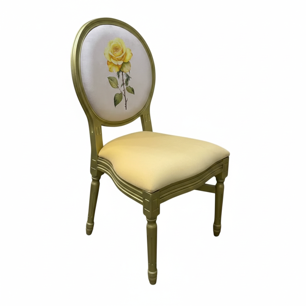 Yellow Rose Floral Chair