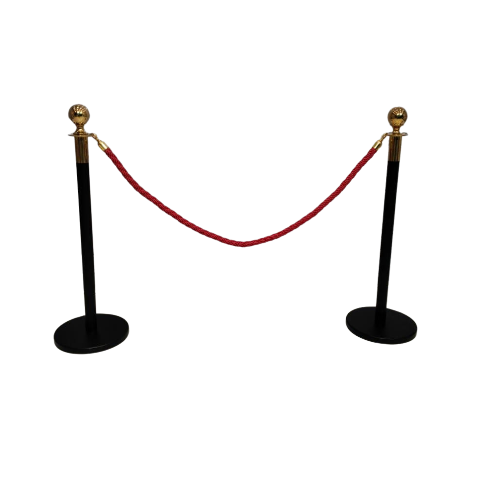 Q Manager with Black Poles and Red Ropes
