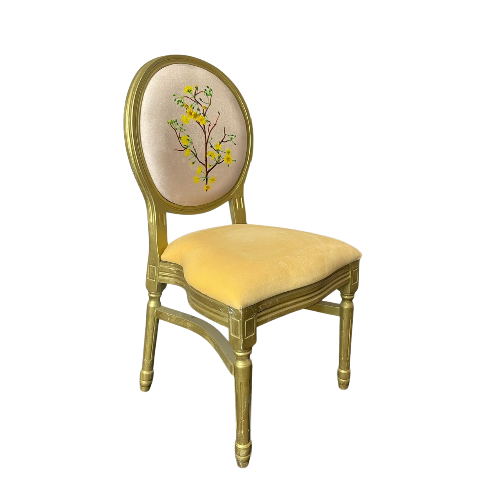 Apricot Floral Chair Yellow